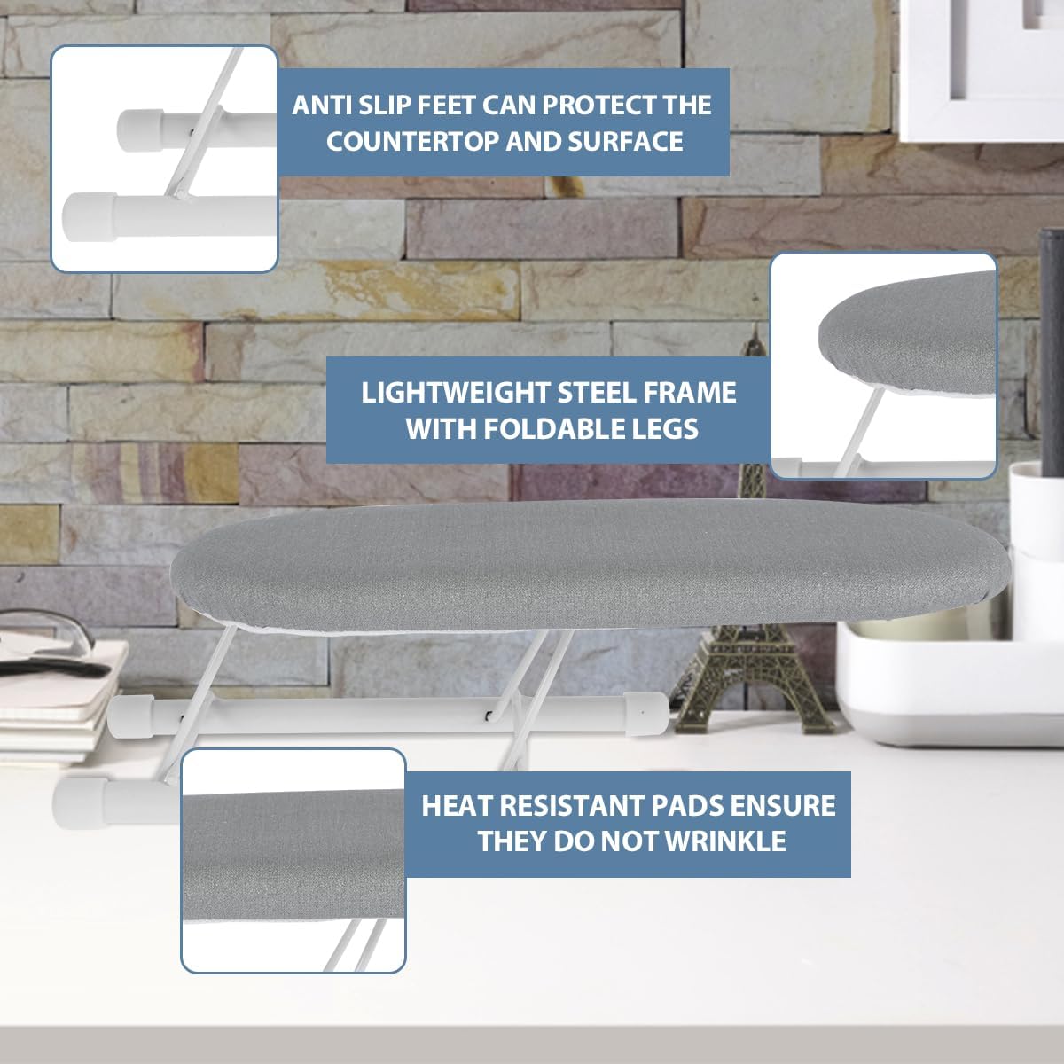 Abizarch Compact Tabletop Ironing Board with Non-Slip Feet