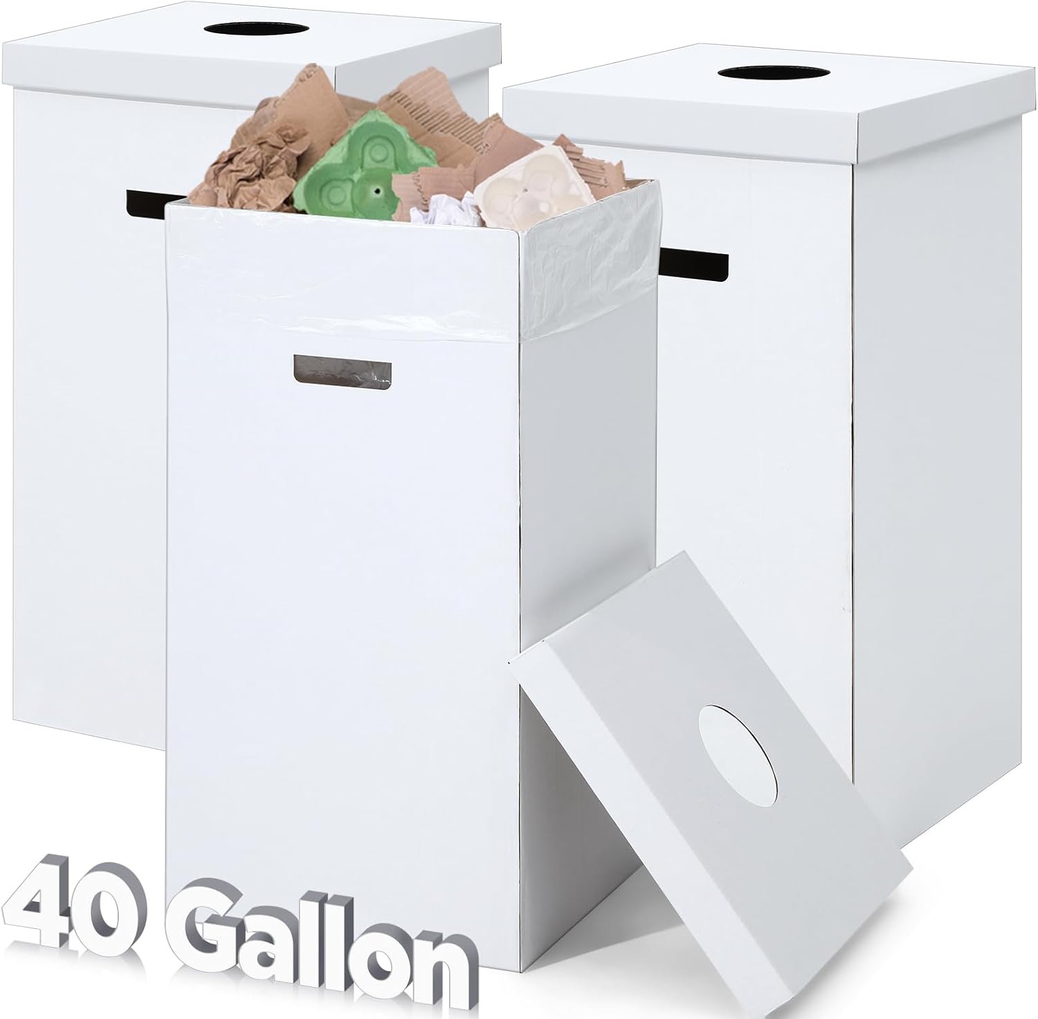 3 Pcs Cardboard Trash Cans with Lid 40 Gallon