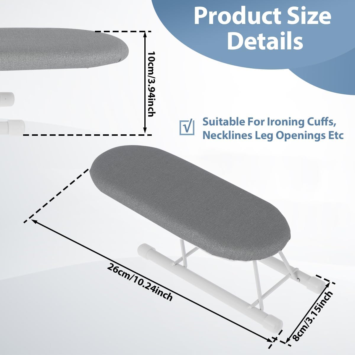 Abizarch Compact Tabletop Ironing Board with Non-Slip Feet