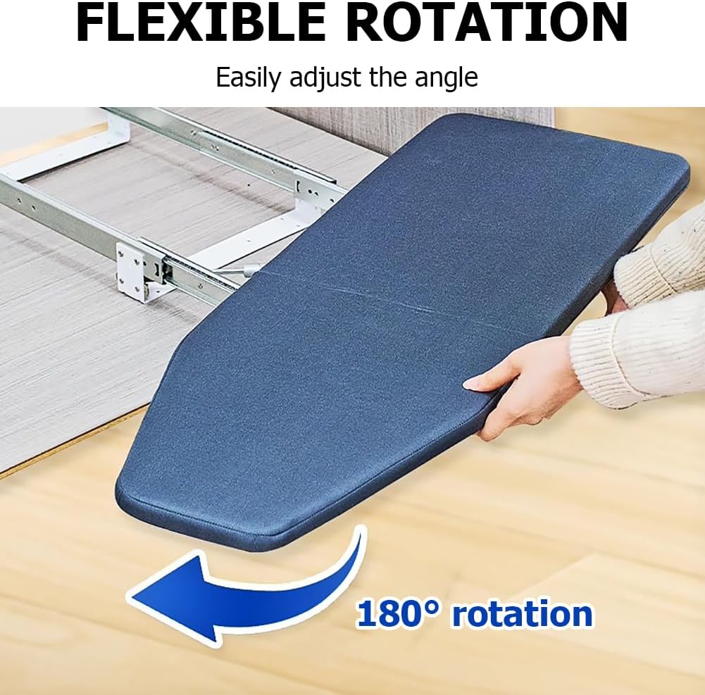 Foldable Rotated Ironing Board with Heat-Resistant Cover Blue