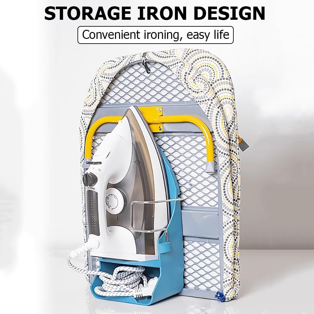 Space-saving Folding Ironing Board with Iron Stand