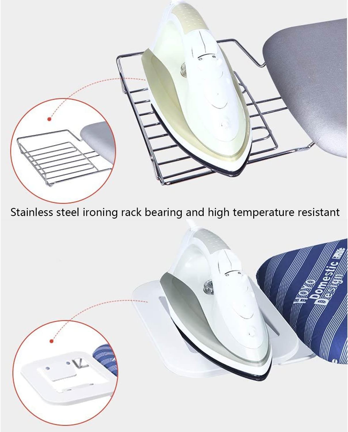 Heat Resistant Ironing Board with Foldable Stand and Steam Rest