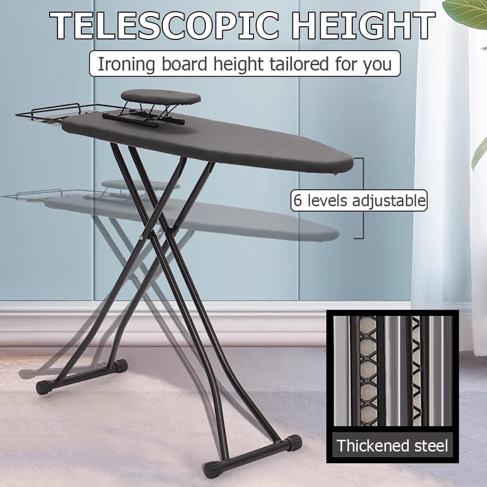 Adjustable Height Ironing Board with Heat Resistant Cover