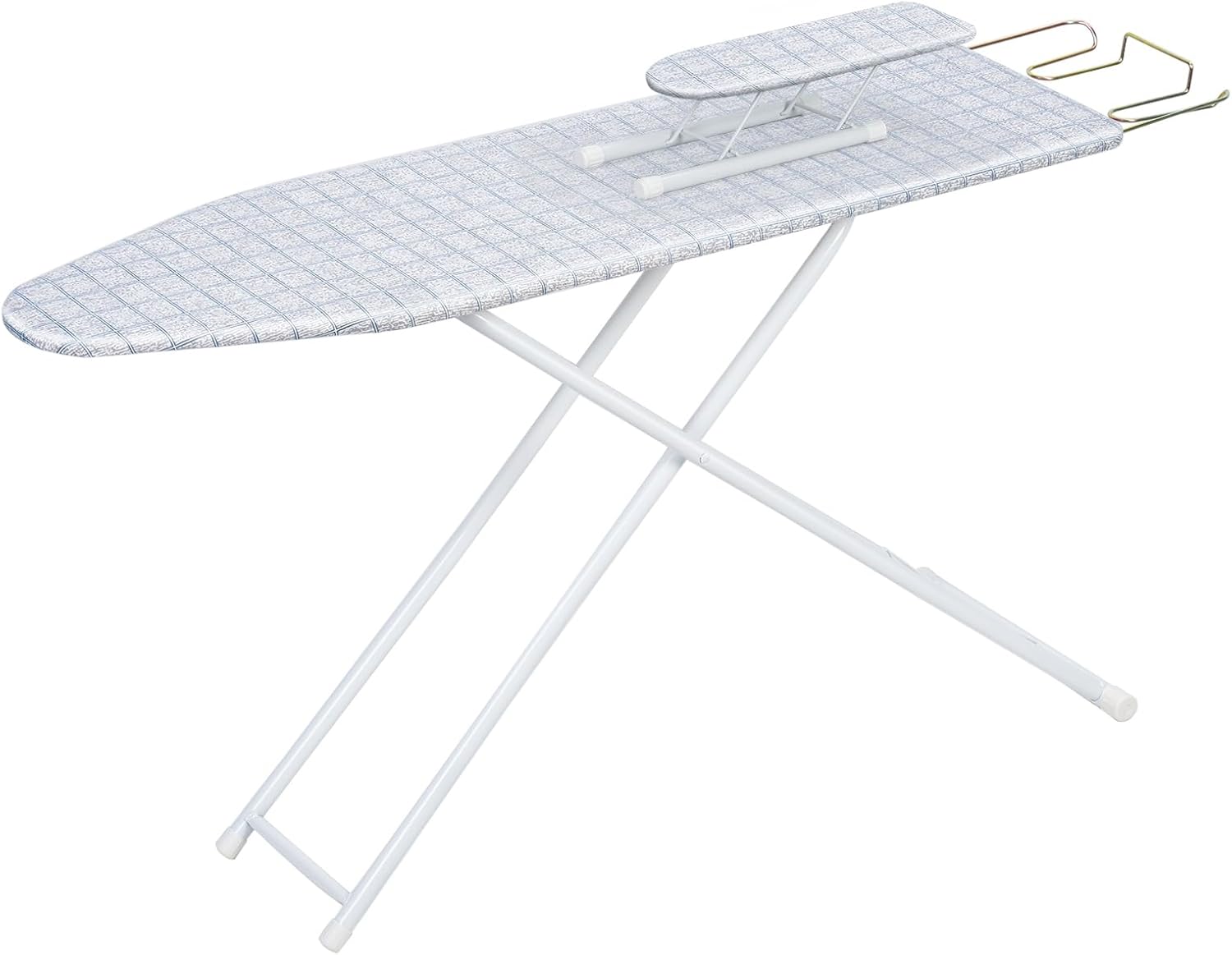 42 Inch Foldable Ironing Board with Heat-Resistant Plaid Cover