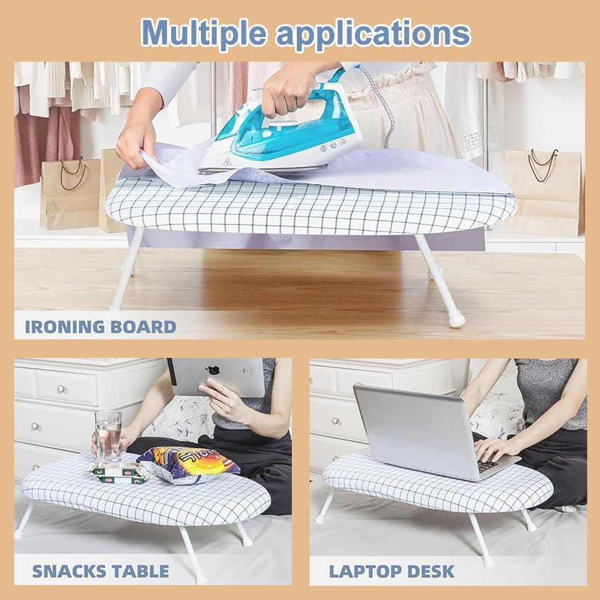 Compact Ironing Board with Folding Legs and Extra Wide Countertop