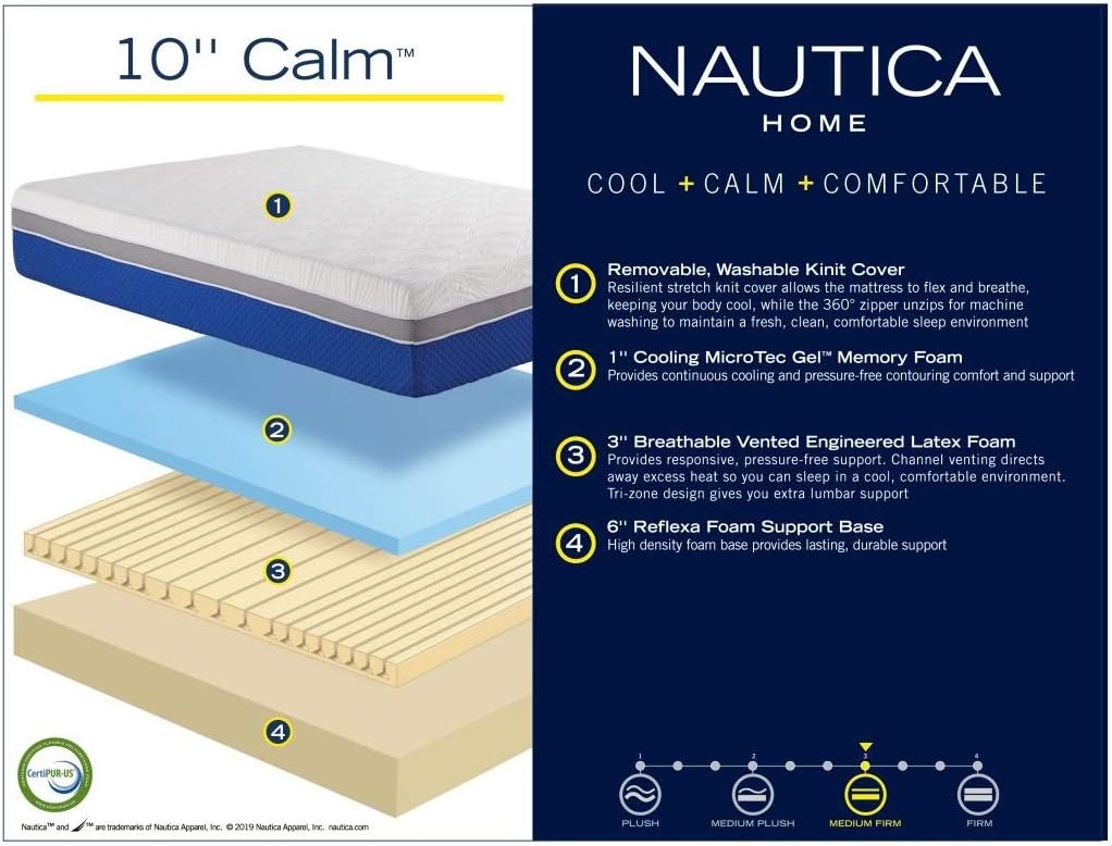 Nautica 10 Inch Memory Foam Mattress with Cooling Gel King