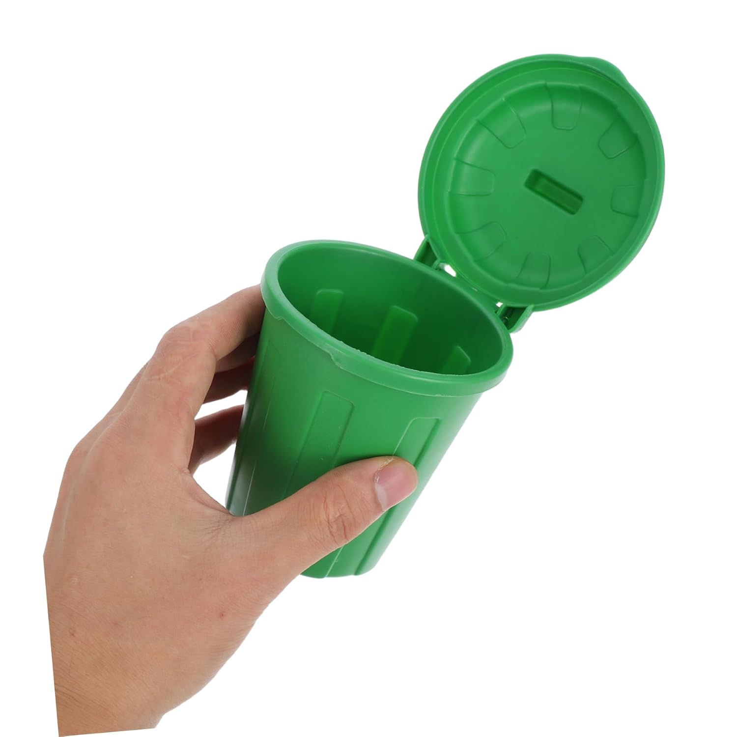 10Pcs Green Mini Trash Can with Lid for Desktop Use