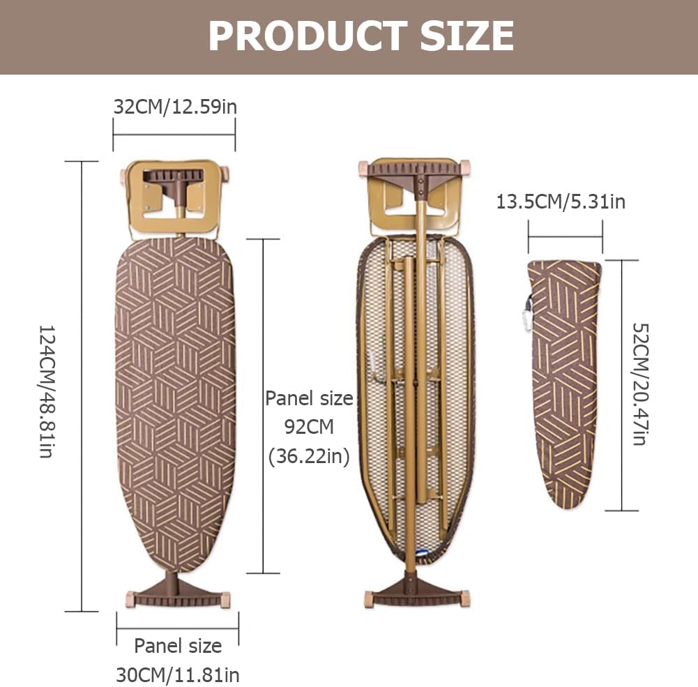 Adjustable Height Ironing Board with Cover and Steam Iron Rest