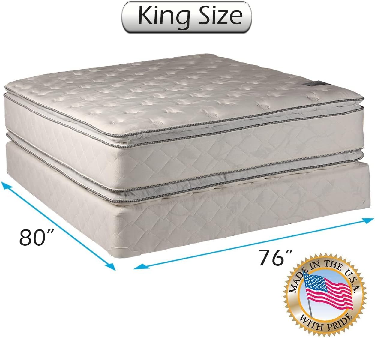 DS Solutions USA Gentle Plush King Mattress Set with Cover Protector