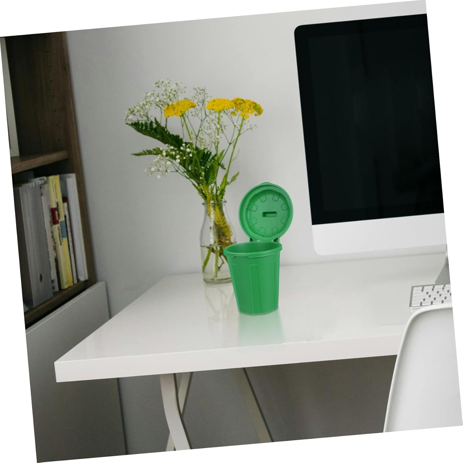 VICASKY 10Pcs Mini Trash Can with Lid Green