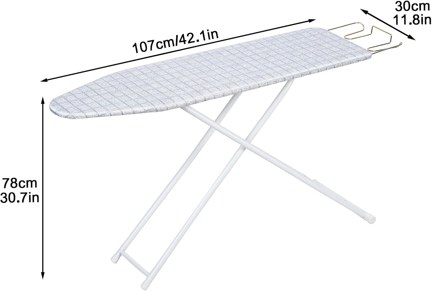 42 Inch Adjustable Height Foldable Ironing Board with Heat-Resistant Cover