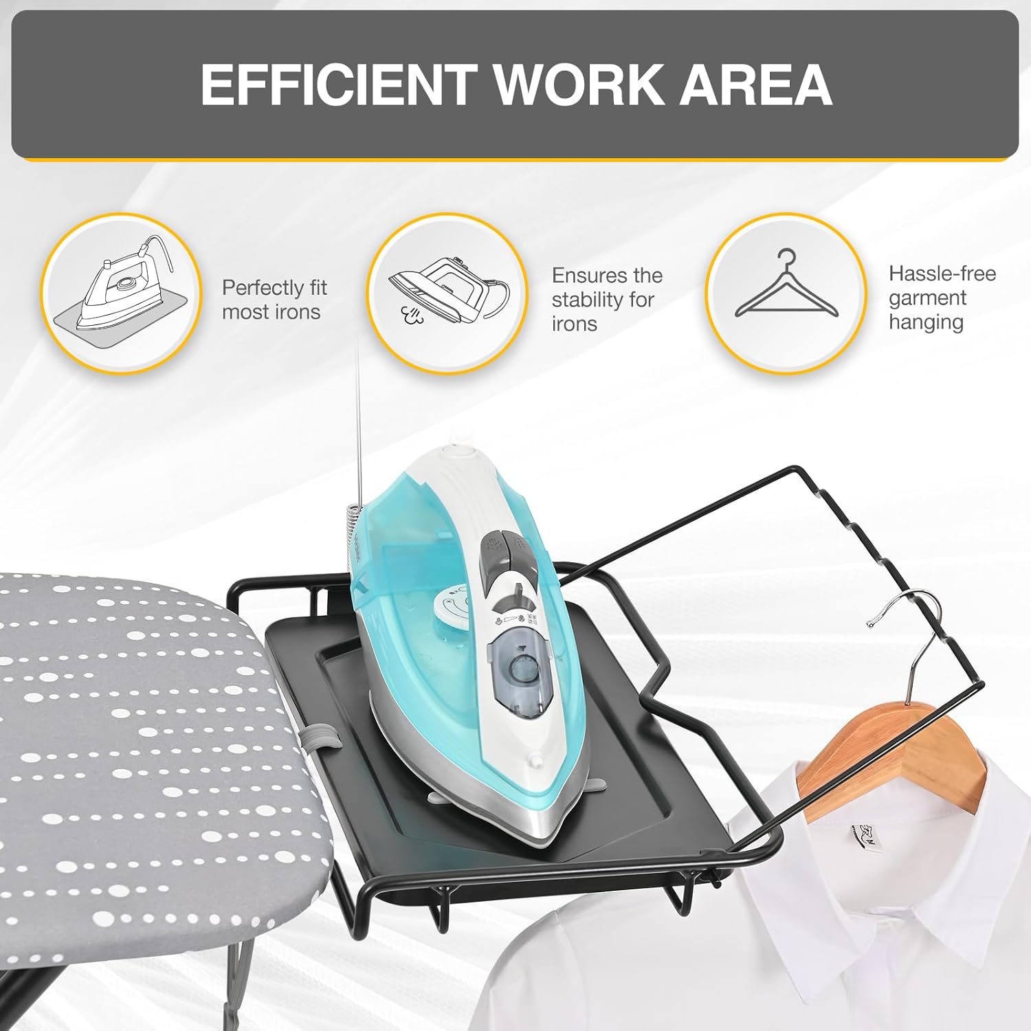 APEXCHASER Heavy Duty Ironing Board with Iron Rest and Clothes Rack