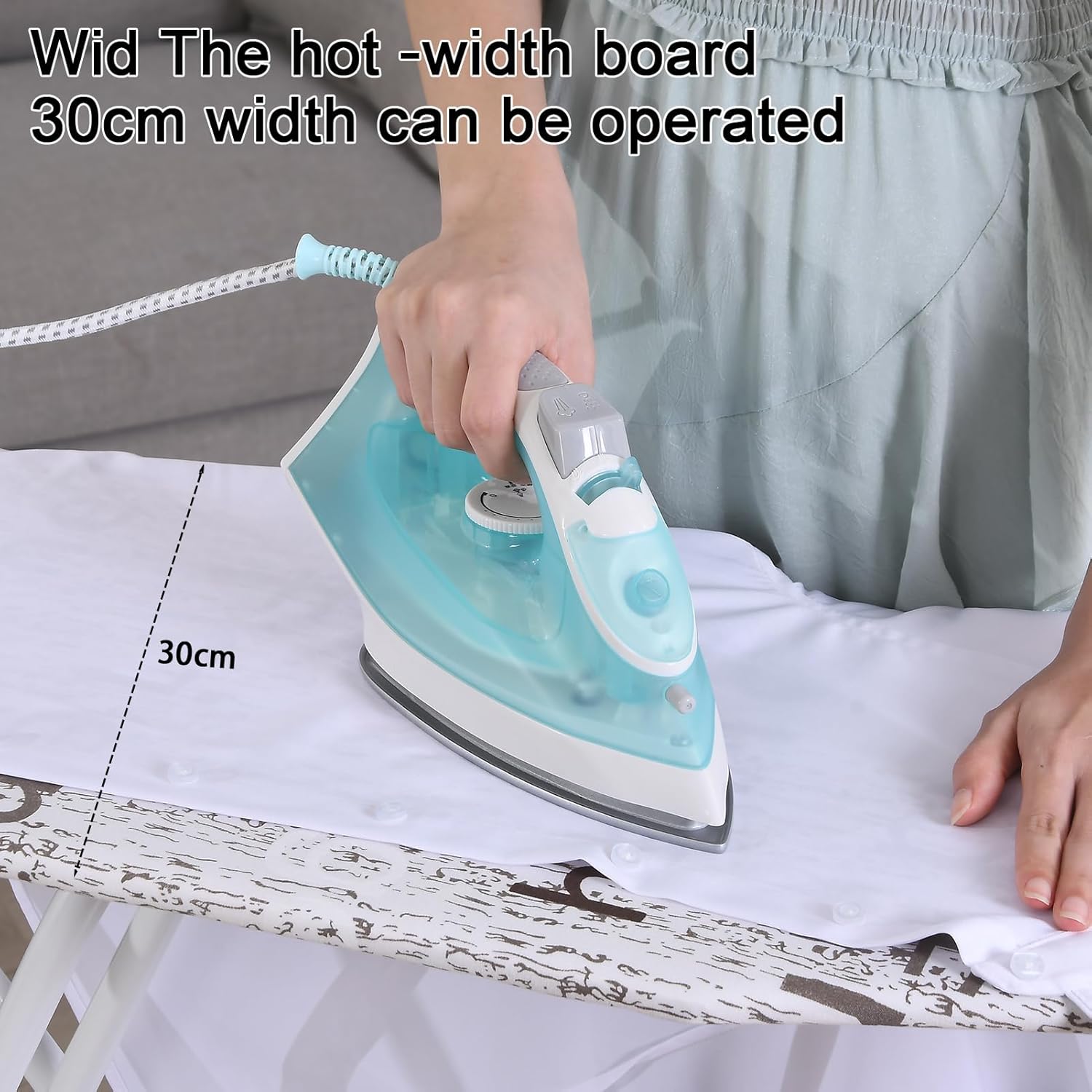 Full Size Foldable Ironing Board with Adjustable Height and Iron Rest