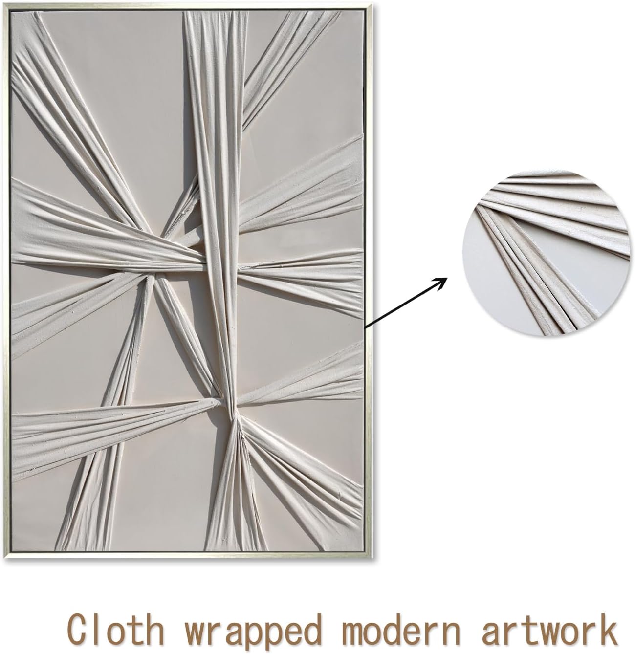 Beige 3D Fabric Abstract Wall Art 315x47 Inches
