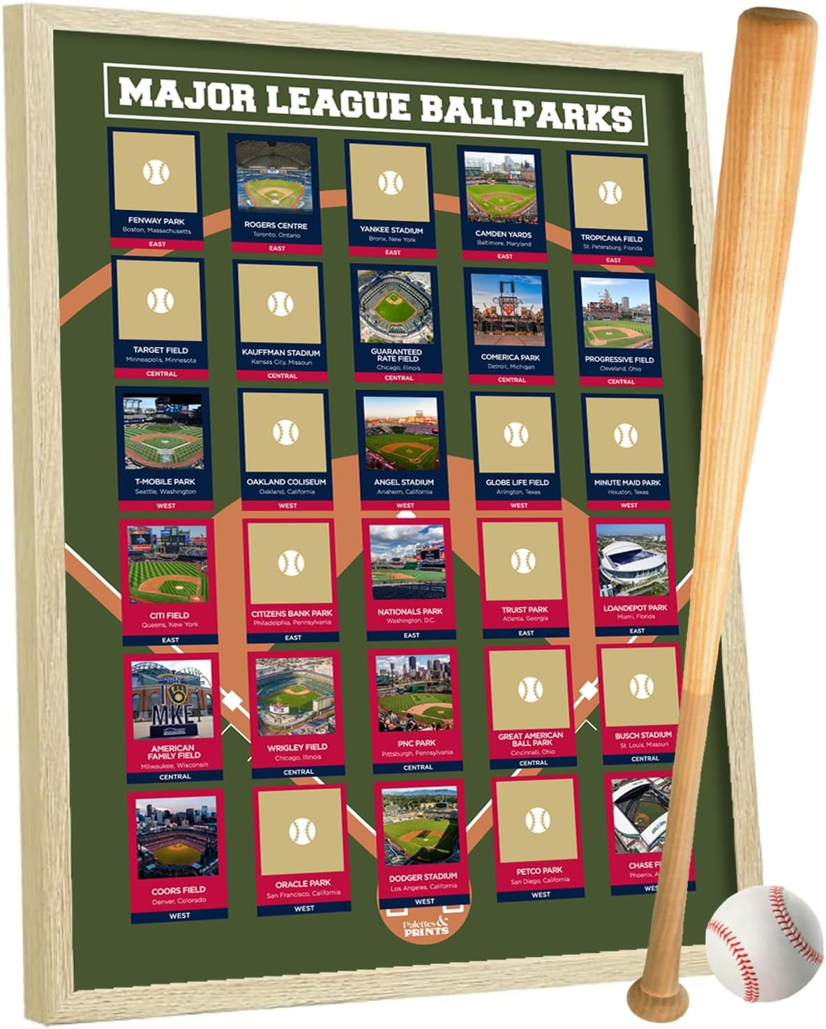 Pro Baseball Stadiums Scratch Off Poster 2024