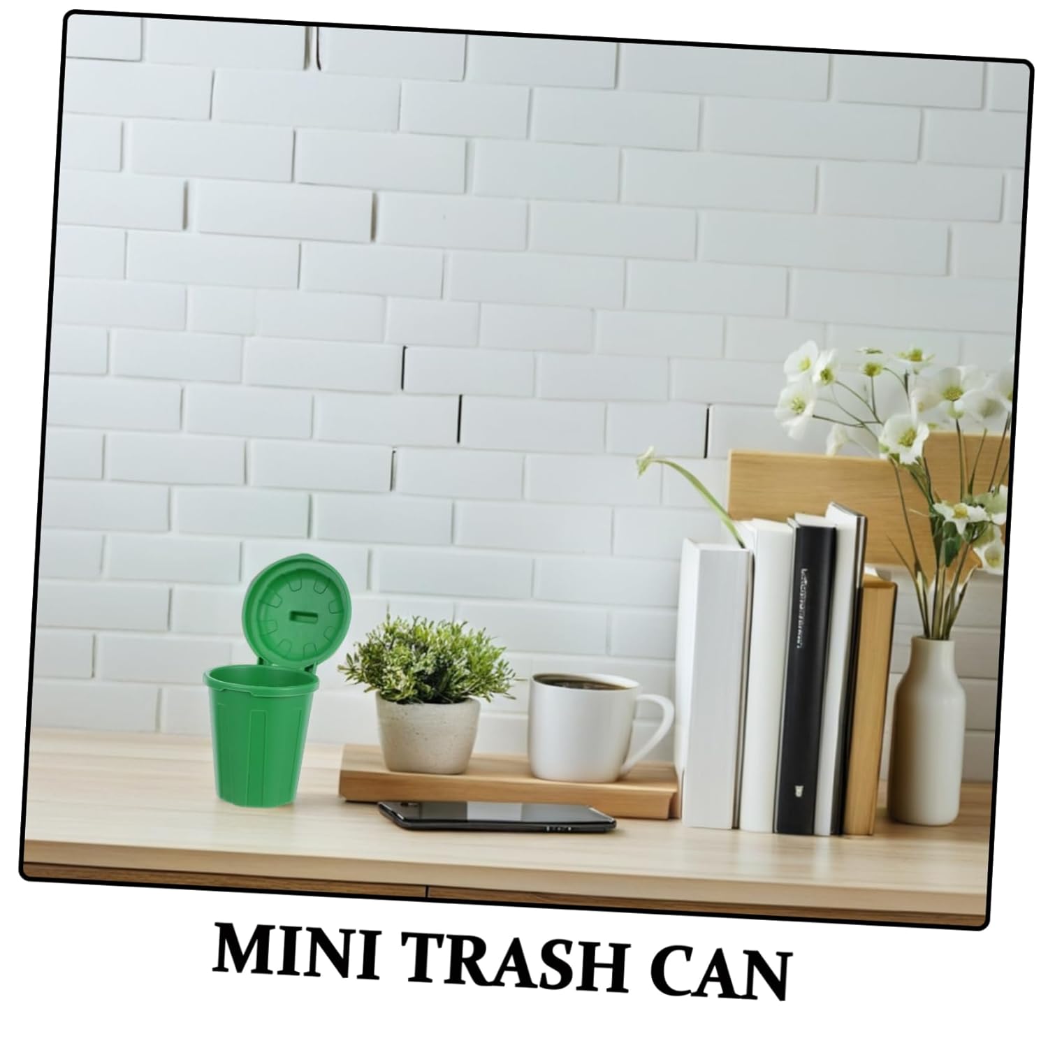 Sosoport 10Pcs Green Mini Trash Can for Desk Organization