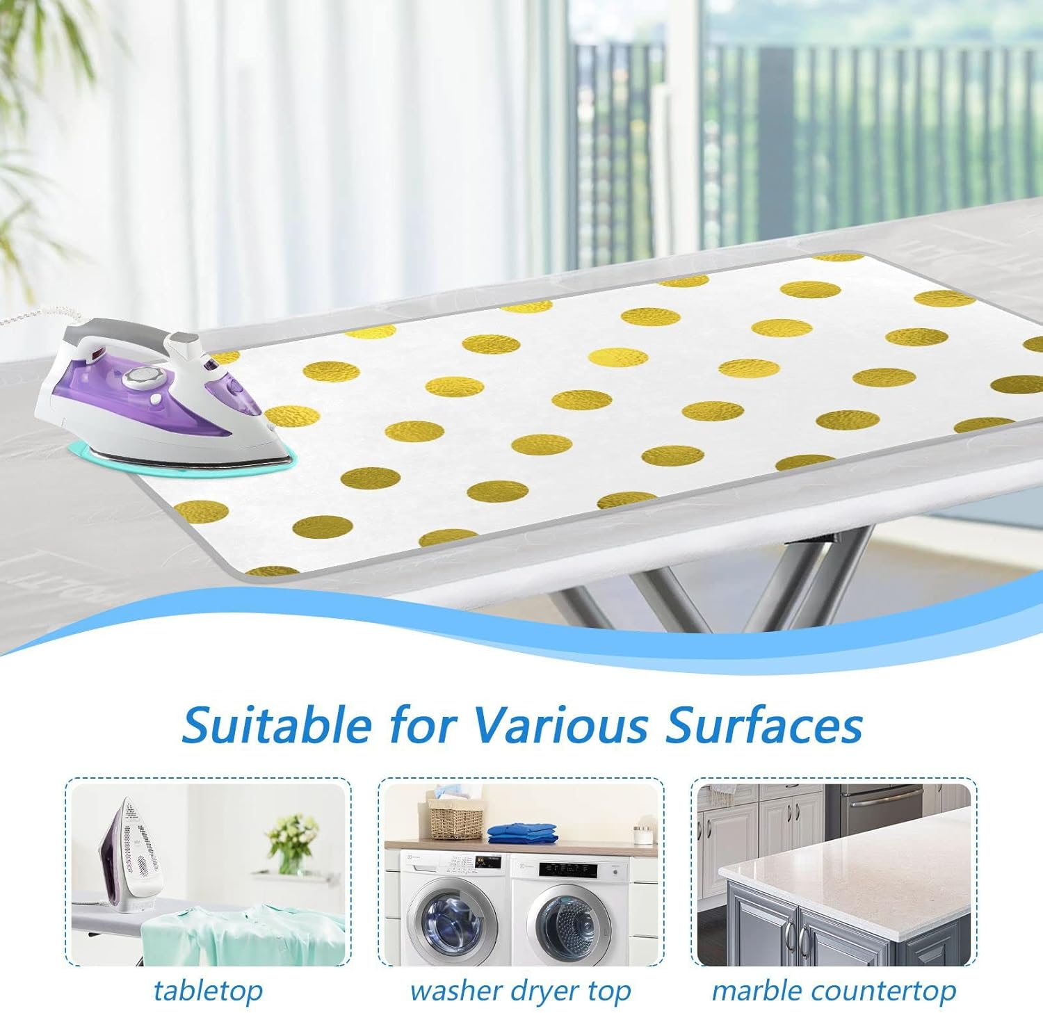Susiyo Ironing Mat with Gold Polka Dots