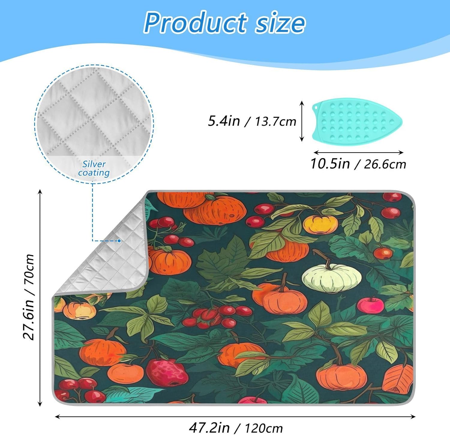 GAIGEO Autumn Leaves with Apples Ironing Mat Foldable Portable Ironing Board
