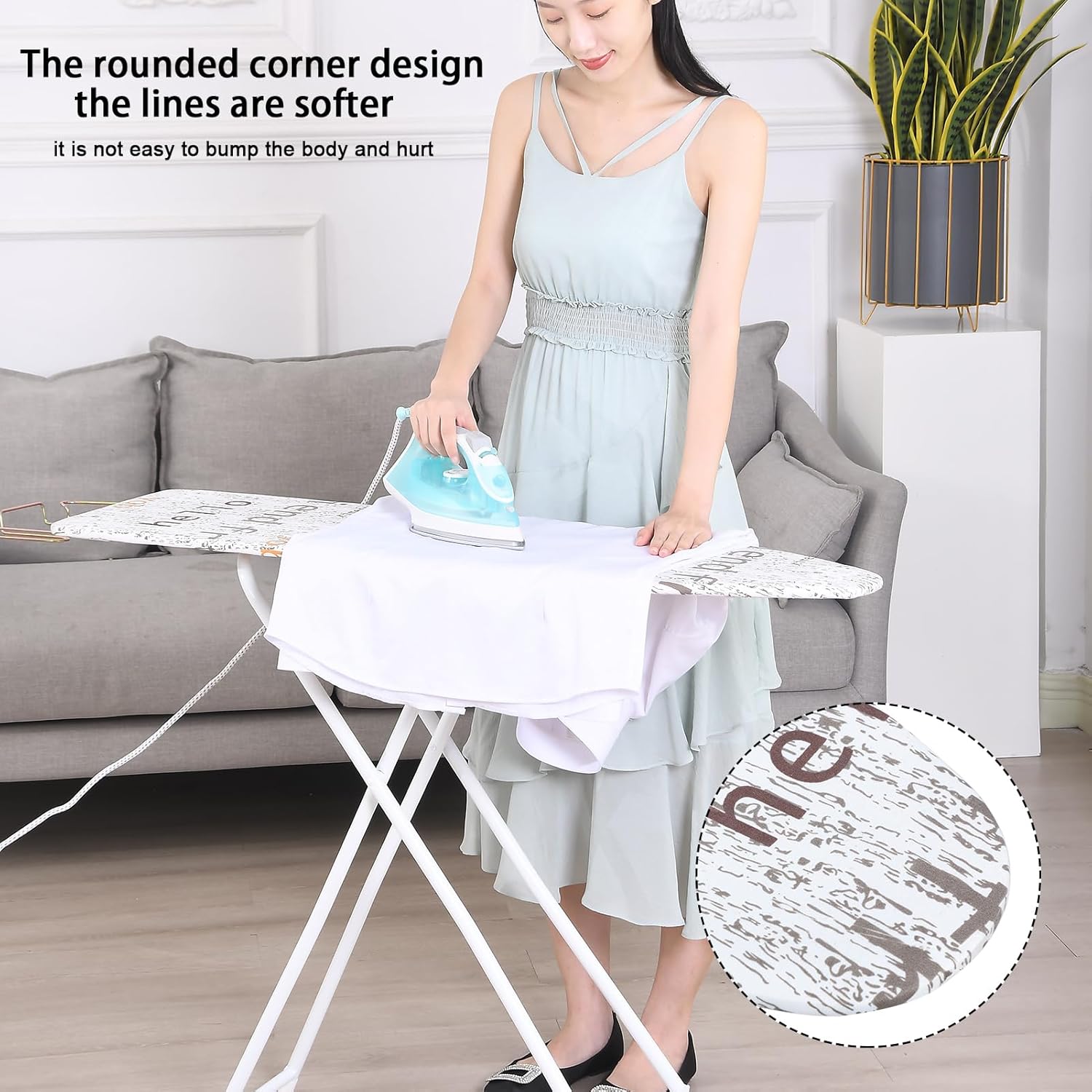 Full Size Foldable Ironing Board with Adjustable Height and Iron Rest