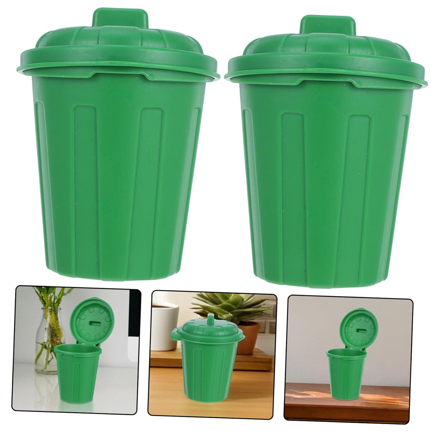 Sosoport 10Pcs Green Mini Trash Can for Desk Organization