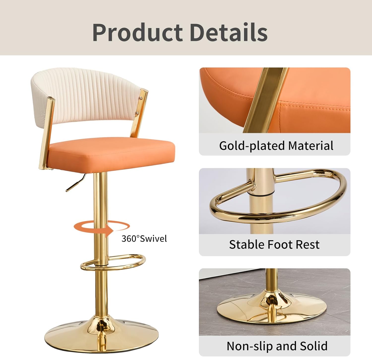 VipDesk Bar Stools Set of 2 Adjustable Swivel Counter Height