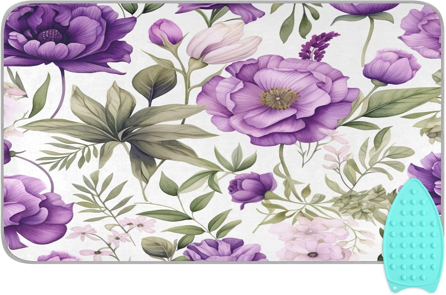 GAIGEO Violet Floral Ironing Mat with Leaves Foldable and Portable