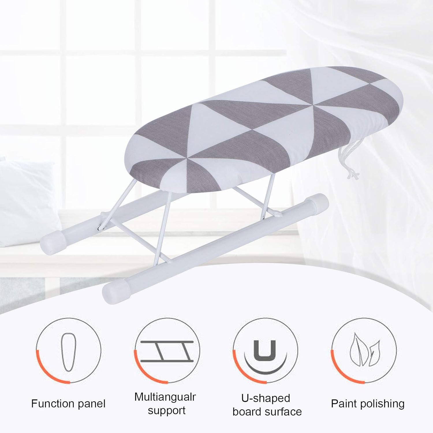 Small Ironing Board with Foldable Design and Checkered Cover