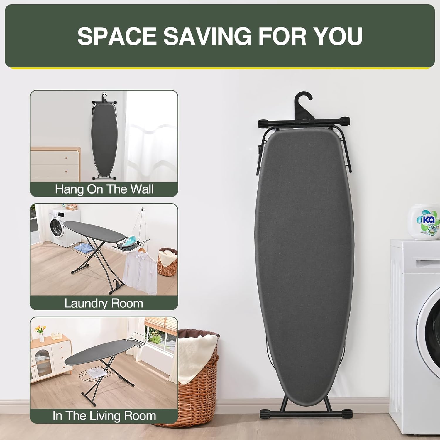 APEXCHASER Full Size Ironing Board 18 x 51in Black