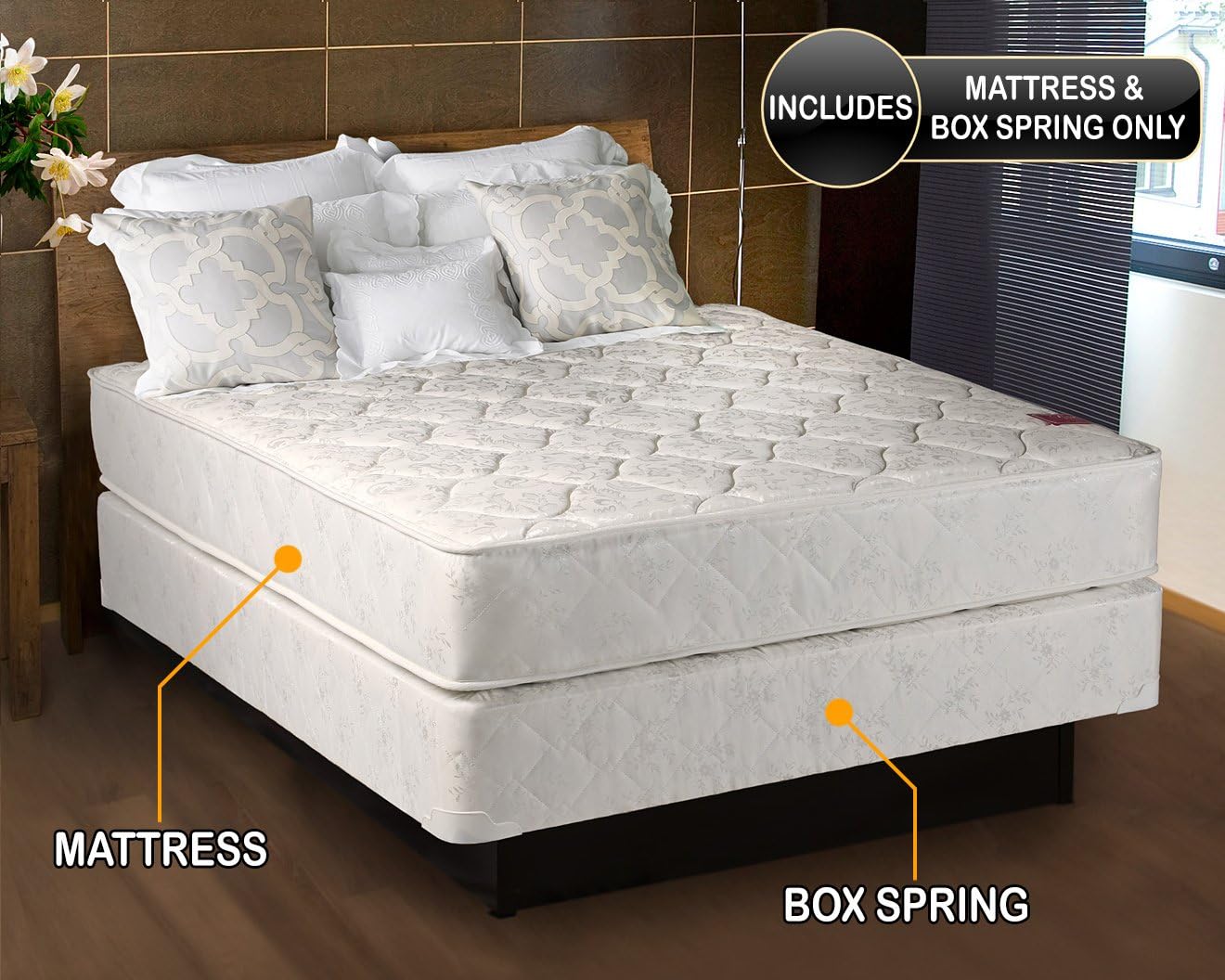 Dream Solutions USA Legacy Twin Mattress and Box Spring Set - Fully Assembled