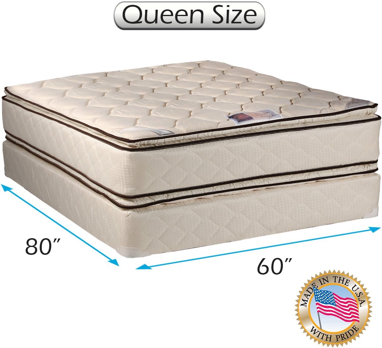 DS USA Coil Comfort Two-Sided PillowTop Mattress Set Queen 60x80x11