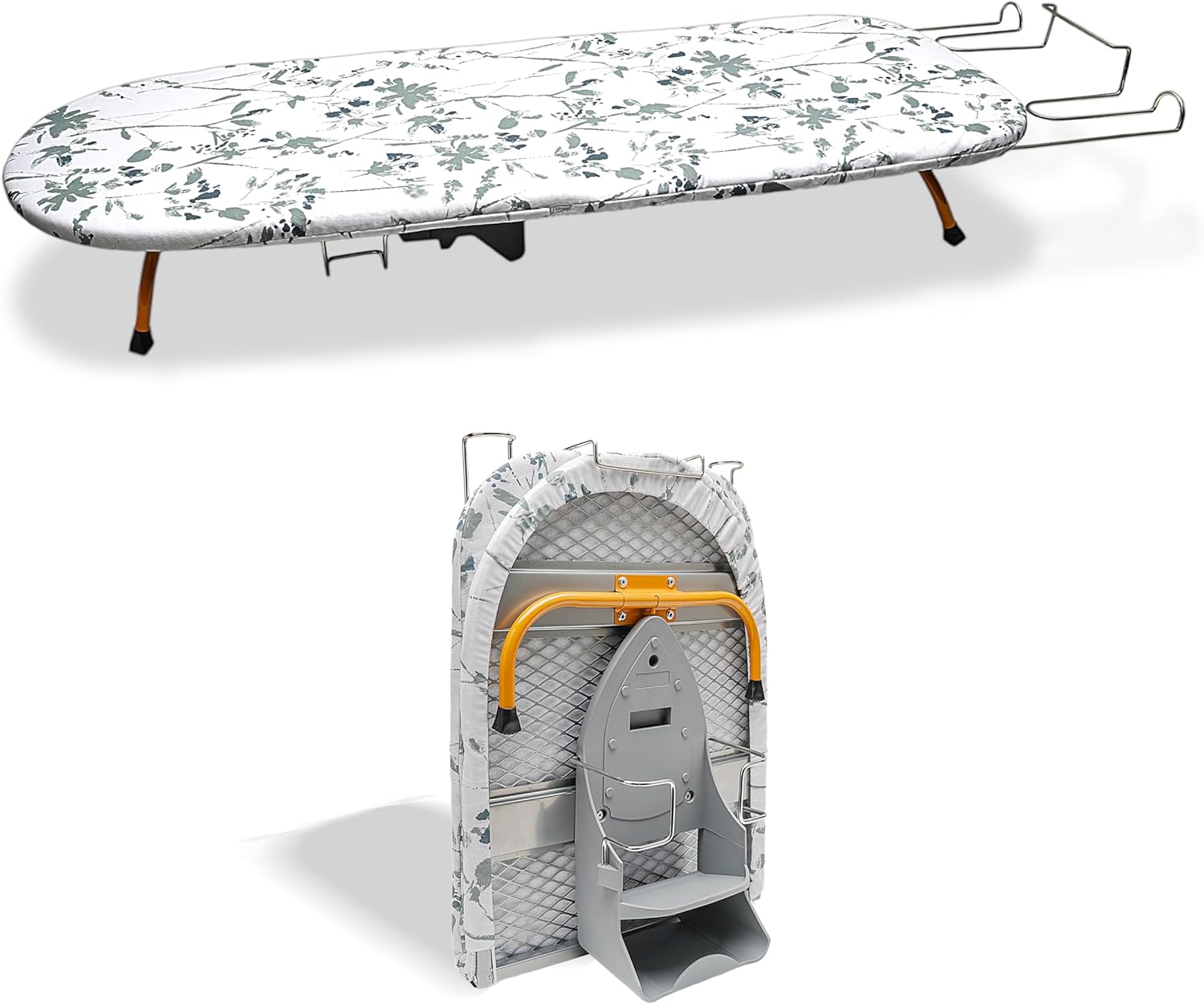 Compact Folding Ironing Board with Iron Holder and Rest