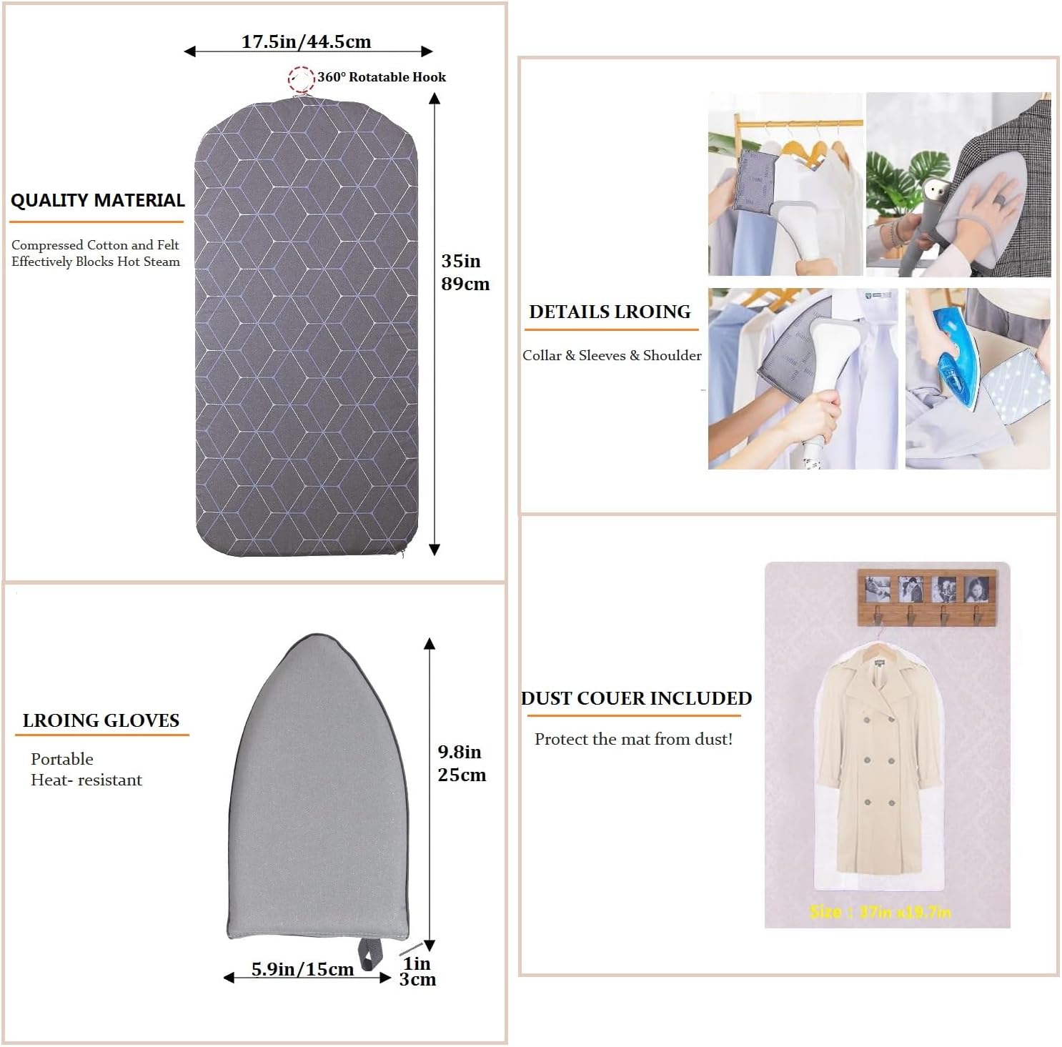 Foldable Steam Ironing Board - Space Saving Mat Pad
