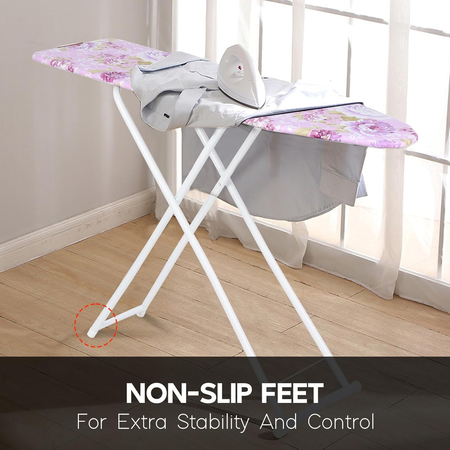 Foldable Ironing Board with Iron Rest Purple