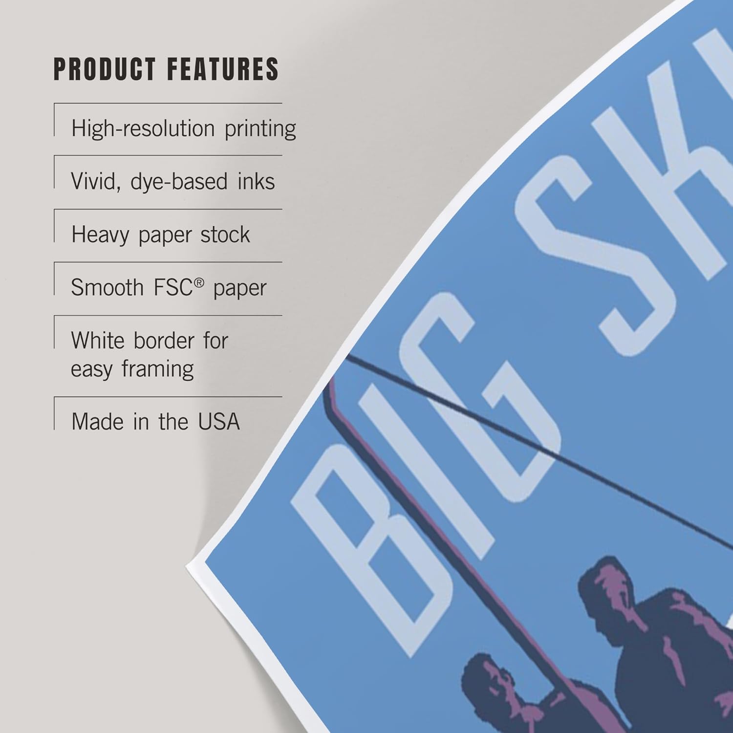 Lantern Press 8x12 Art Print Big Sky Montana Skiers on Lift
