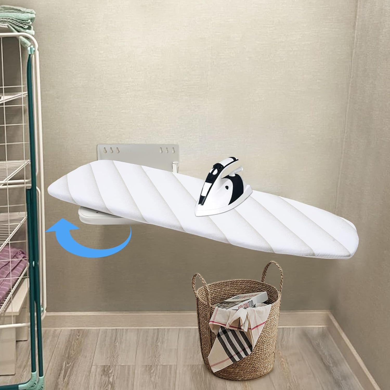 Retractable Ironing Board with Foldable Design and Wall Mount
