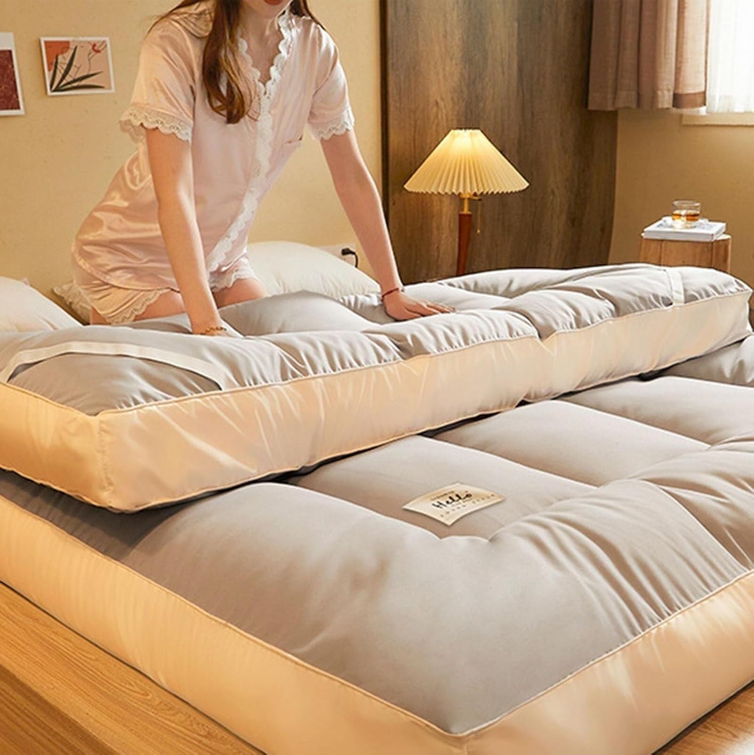 Thick Roll-up Japanese Futon Mattress for Travel and Home Use