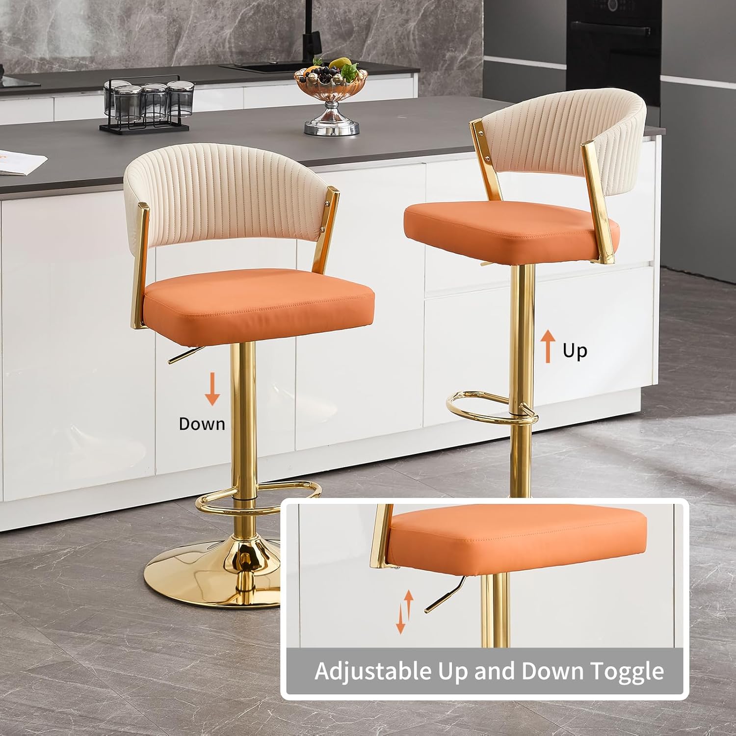 VipDesk Bar Stools Set of 2 Adjustable Swivel Counter Height