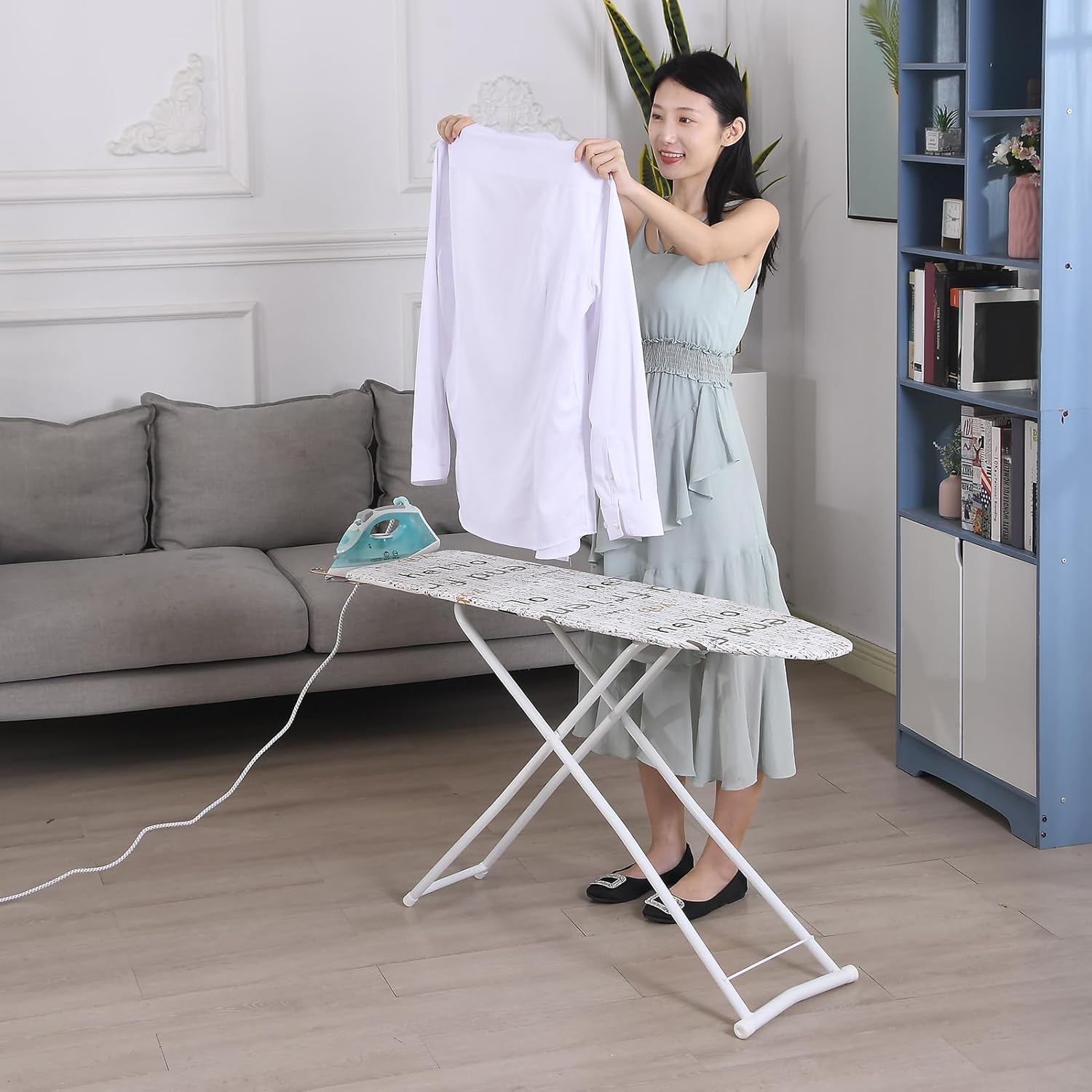 JENPECH Full Size Ironing Board with Height Adjustment and Iron Rest