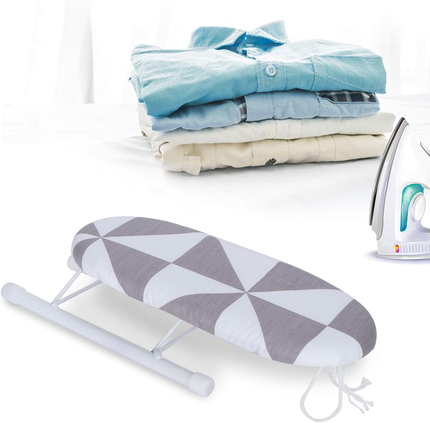 Small Ironing Board with Foldable Design and Checkered Cover