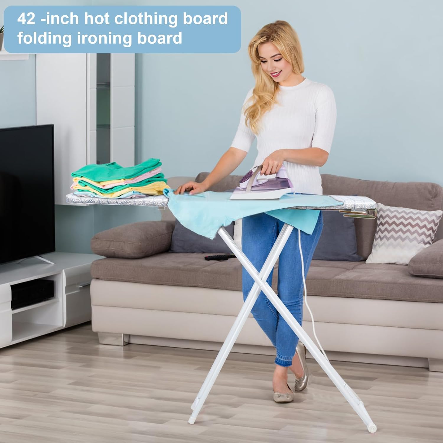 Ironing Board with Adjustable Height and Folding Legs