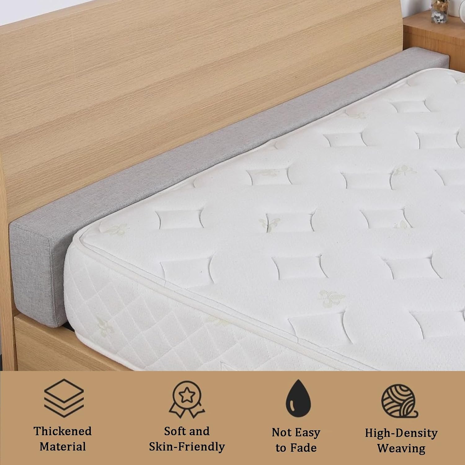 WIGING Custom Bed Gap Filler Removable Cover Mattress Extender Bolster