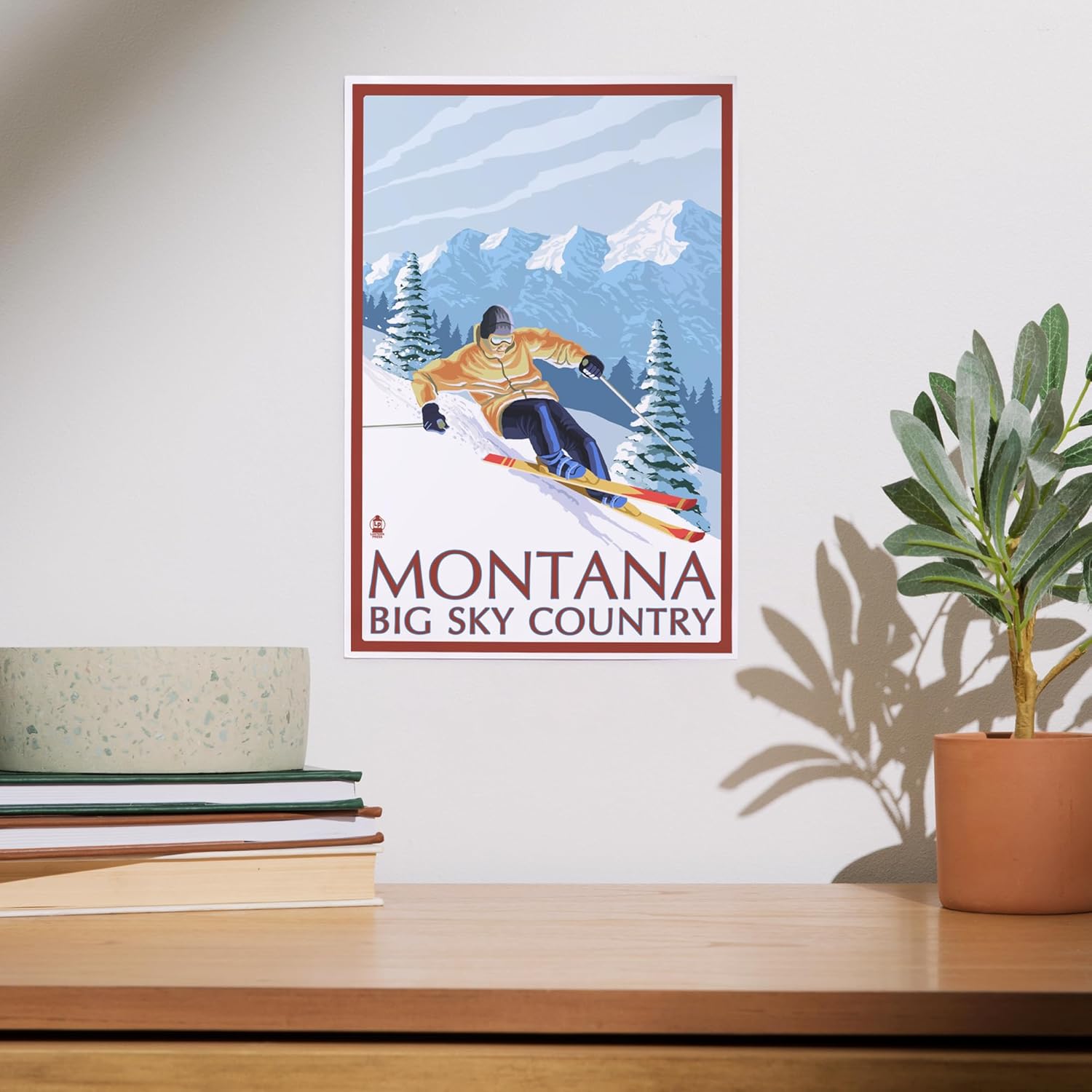Lantern Press 8x12 Art Print Montana Big Sky Country Downhill Skier