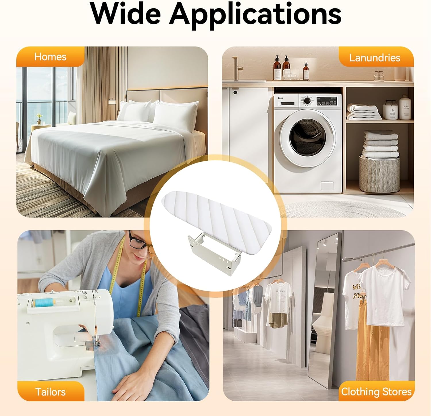 Wall Mounted Ironing Board with Heat Resistant Cover