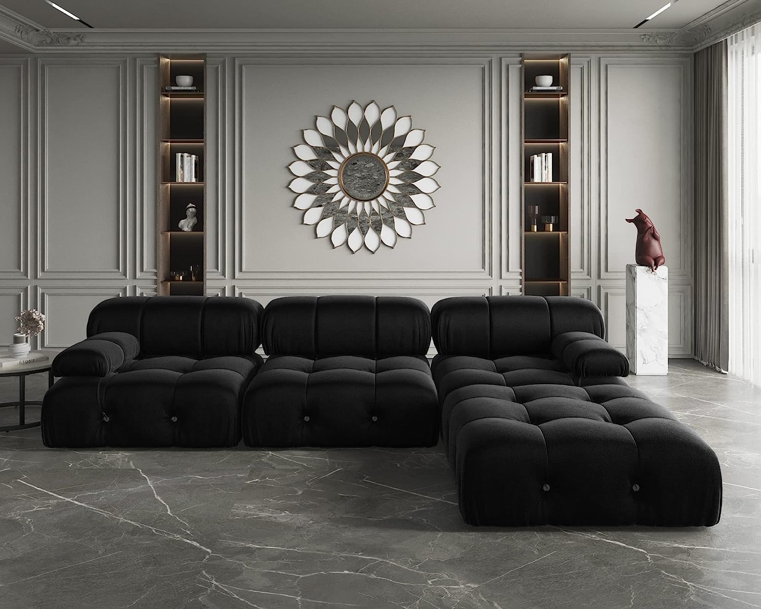 JACH 104 Inch Modern Sectional Sofa with Ottoman
