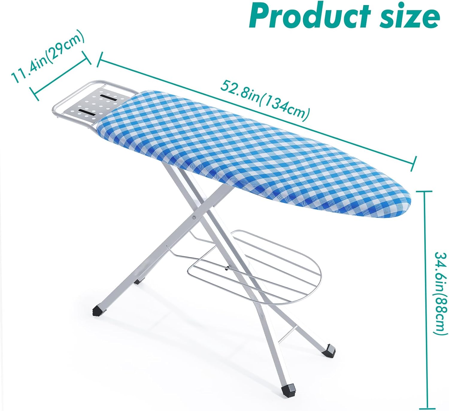 BKTD Ironing Board with Steam Rest and Non-Slip Legs