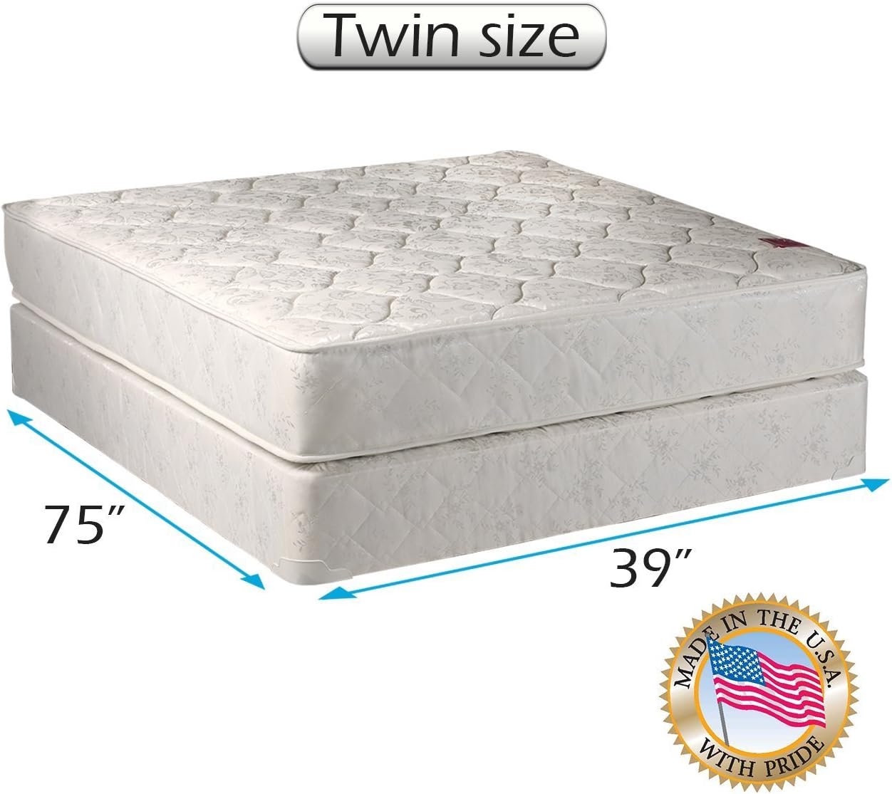 Dream Solutions USA Legacy Twin Mattress and Box Spring Set - Fully Assembled