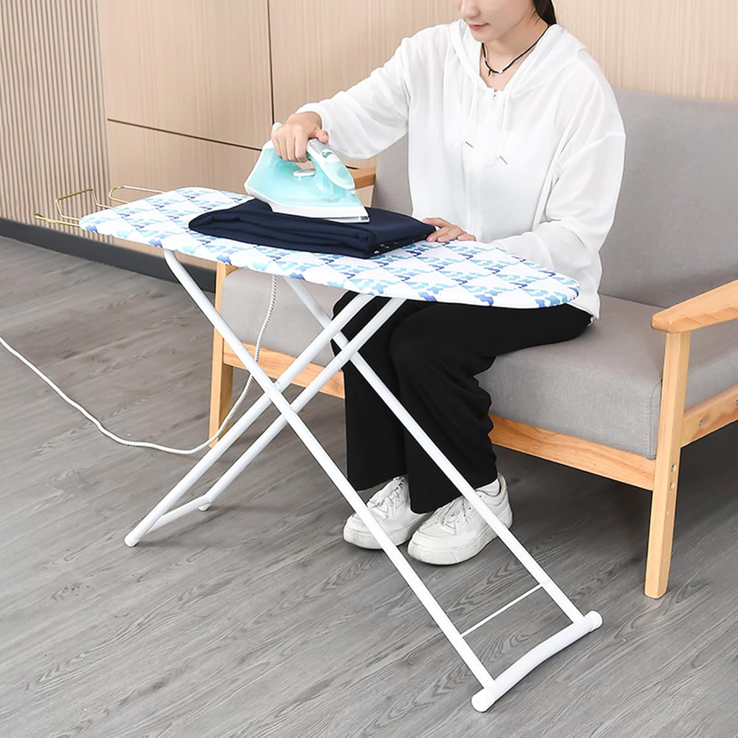 JENPECH Full Size Ironing Board with Iron Rest and Neon Design