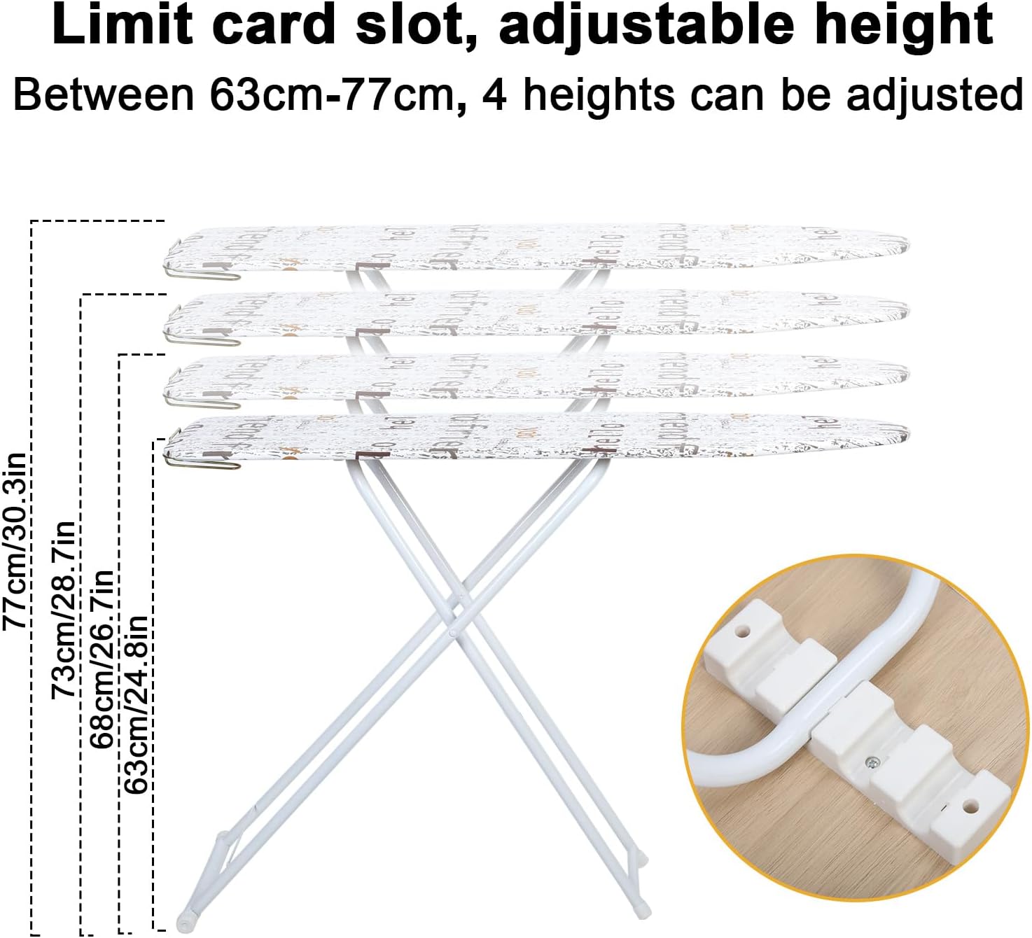 Full Size Foldable Ironing Board with Adjustable Height and Iron Rest