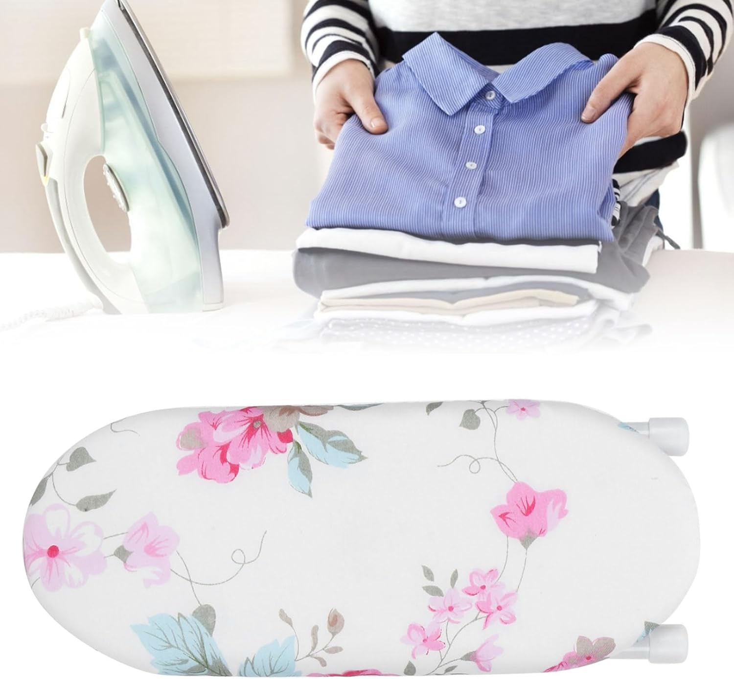 Saskate Mini Foldable Ironing Board with Flower Pattern