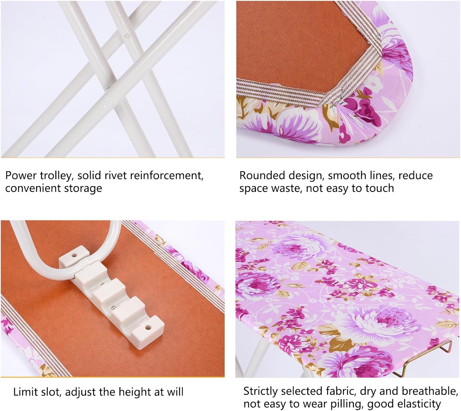 Foldable Ironing Board with Adjustable Height and Non-Slip Feet